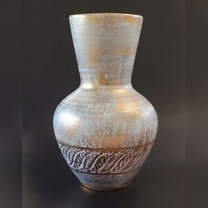 1950's Stangl 22kt Antique Gold Light Turquoise 9 1/2" Vase #5023